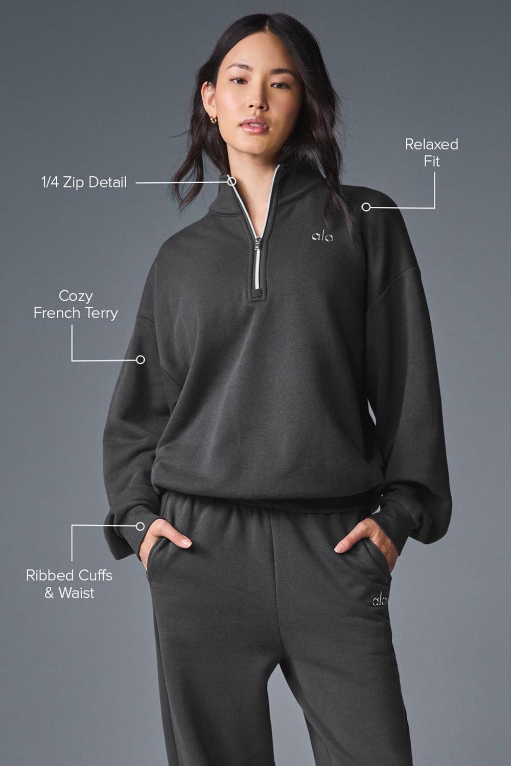 Anthracite Women Alo Yoga Accolade 1/4 Zip Pullover | Australia  32586-VKWR