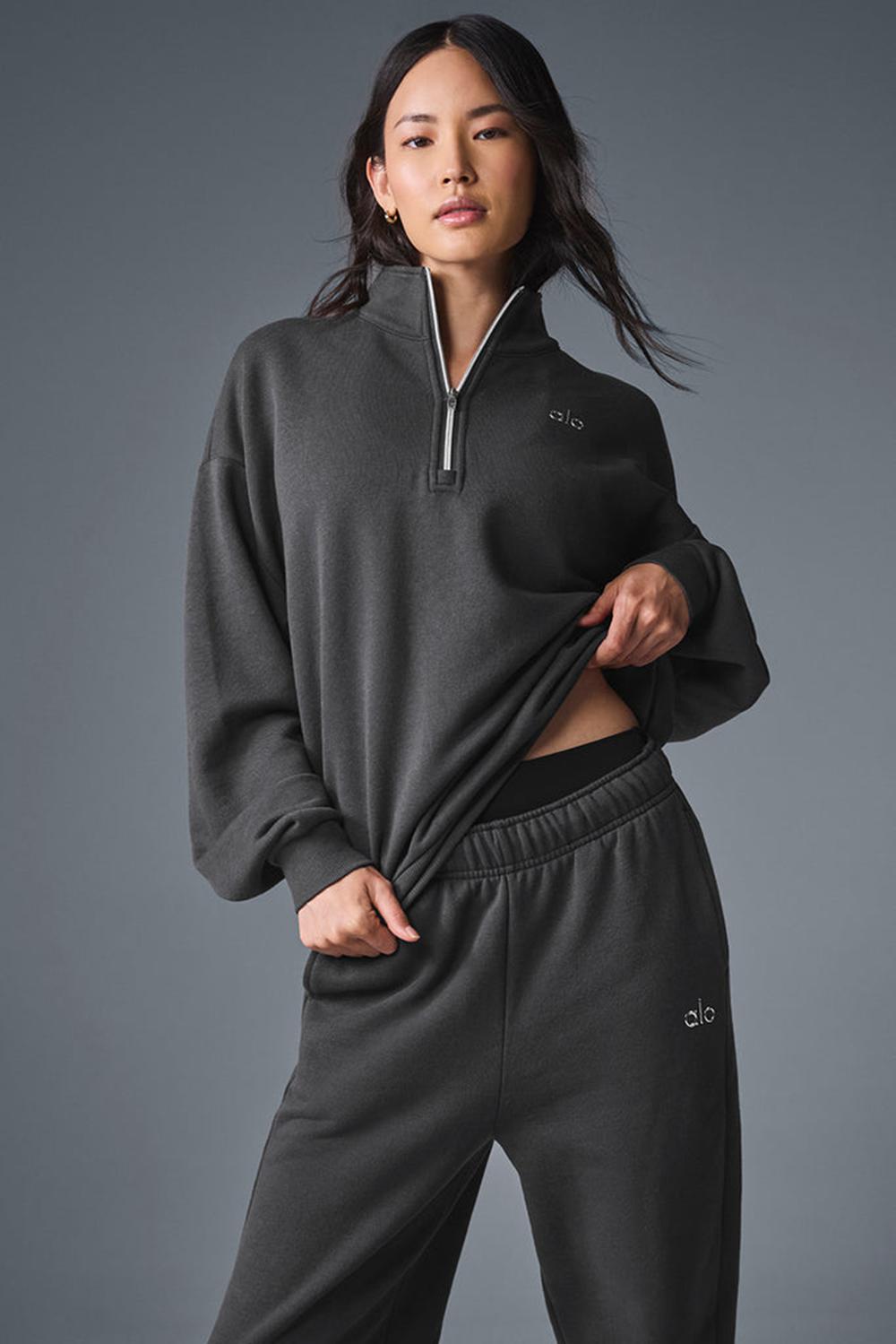Anthracite Women Alo Yoga Accolade 1/4 Zip Pullover | Australia  32586-VKWR