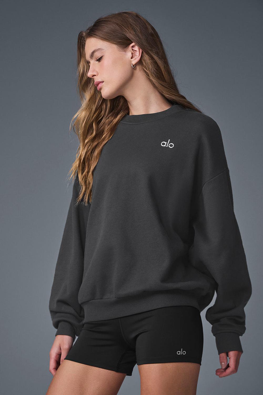 Anthracite Women Alo Yoga Accolade Crew Neck Pullover | Australia  37265-IGYF