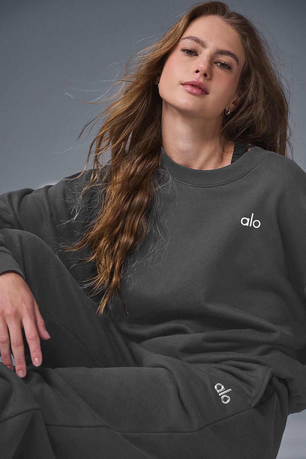Anthracite Women Alo Yoga Accolade Crew Neck Pullover | Australia  37265-IGYF