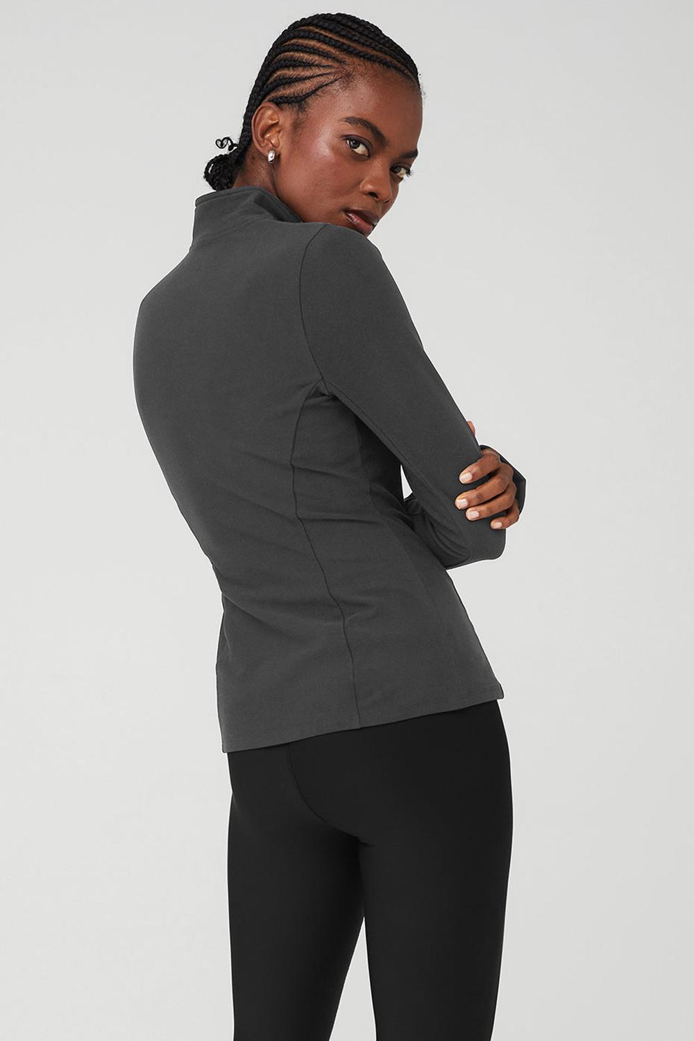 Anthracite Women Alo Yoga Alosoft 1/2 Zip Rapid Pullover | Australia  48179-SNTX