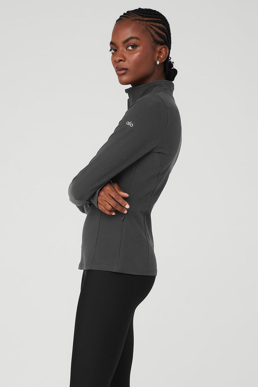 Anthracite Women Alo Yoga Alosoft 1/2 Zip Rapid Pullover | Australia  48179-SNTX