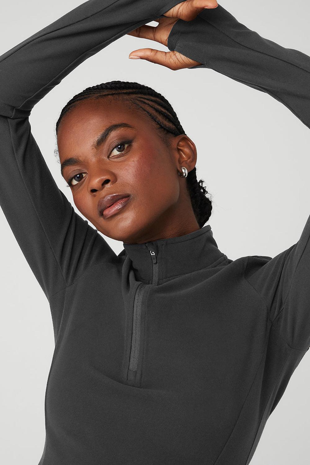 Anthracite Women Alo Yoga Alosoft 1/2 Zip Rapid Pullover | Australia  48179-SNTX