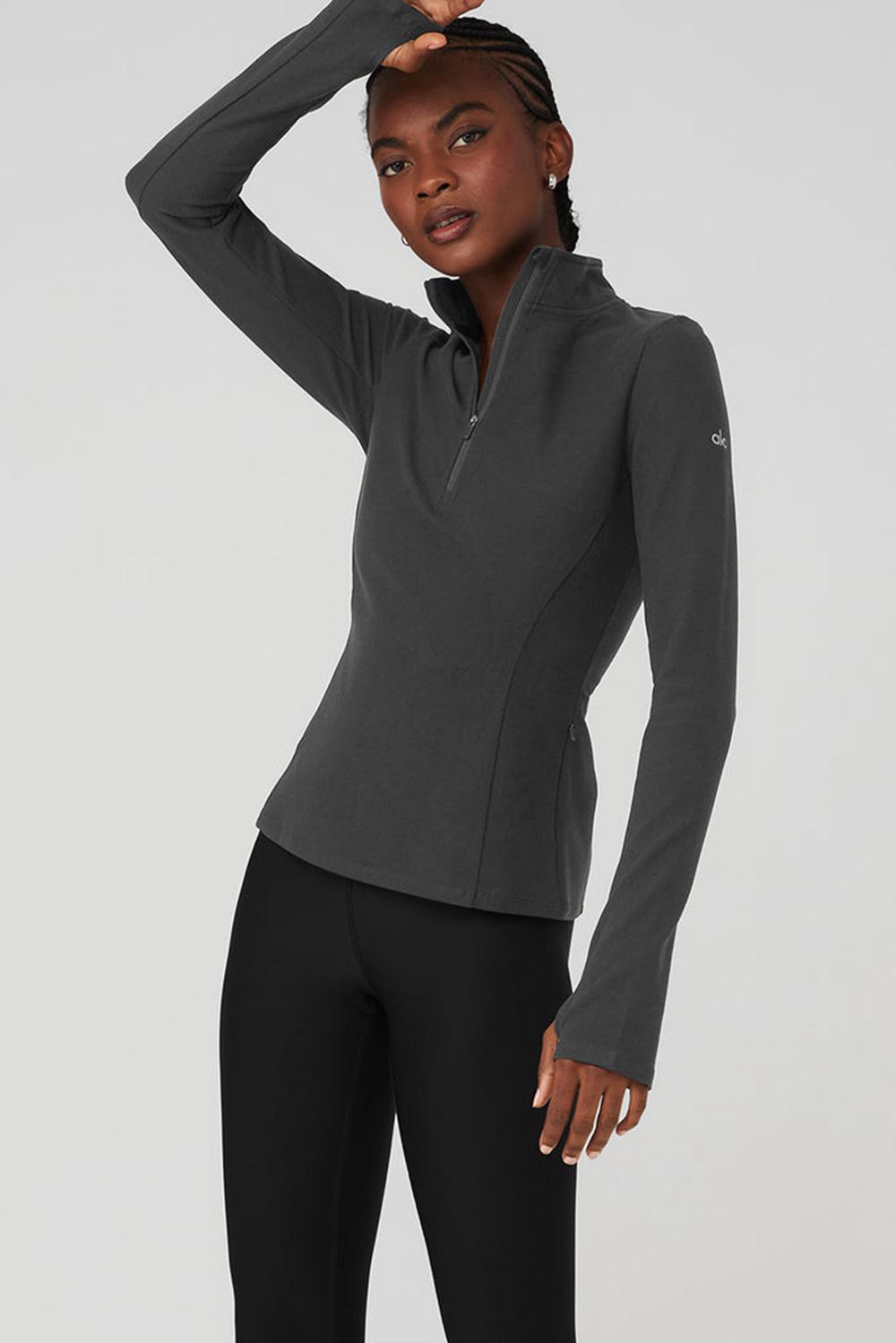 Anthracite Women Alo Yoga Alosoft 1/2 Zip Rapid Pullover | Australia  48179-SNTX