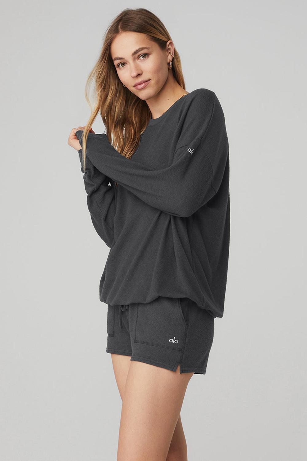 Anthracite Women Alo Yoga Soho Pullover | Australia  70324-OSTR