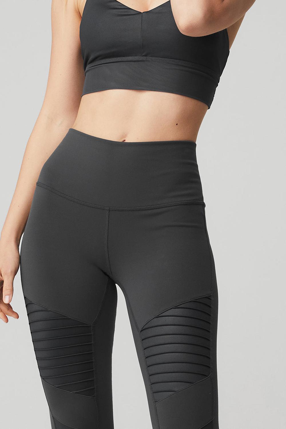 Anthracite / Anthracite Glossy Women Alo Yoga High-Waist Motos Legging | Australia  72053-BNYX