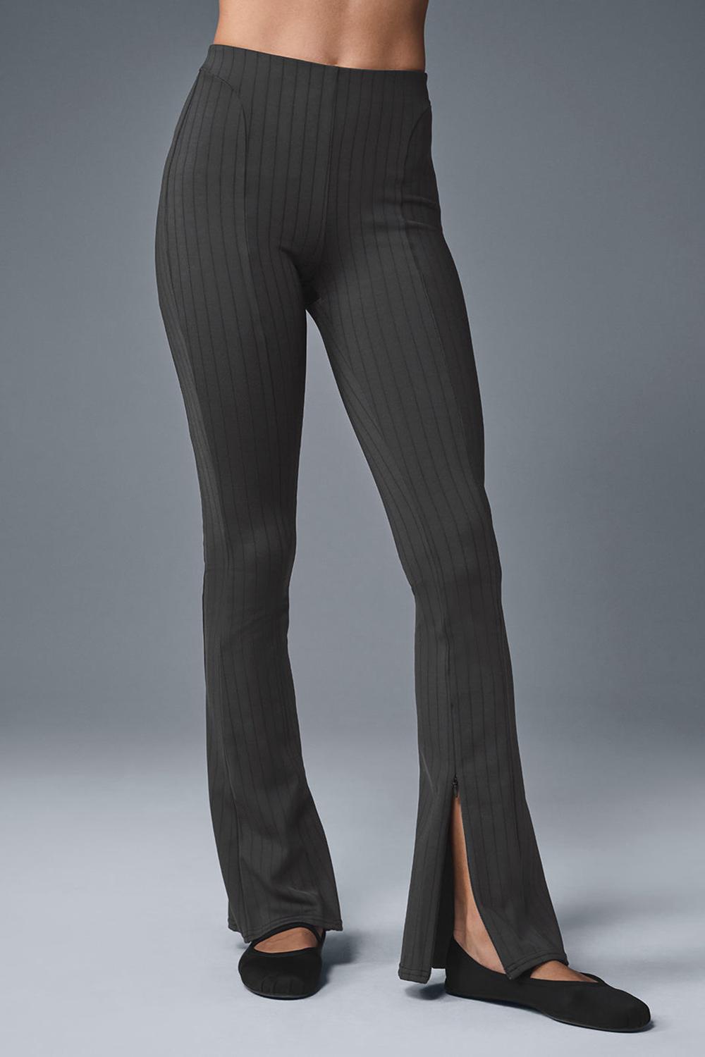 Anthracite / Black Women Alo Yoga High-Waist Pinstripe Zip It Flare Legging | Australia  25460-UMOI
