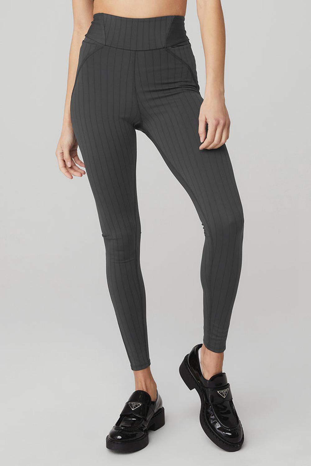 Anthracite / Black Women Alo Yoga Pinstripe Jacquard Extreme High-Waist Legging | Australia  53416-RKMP