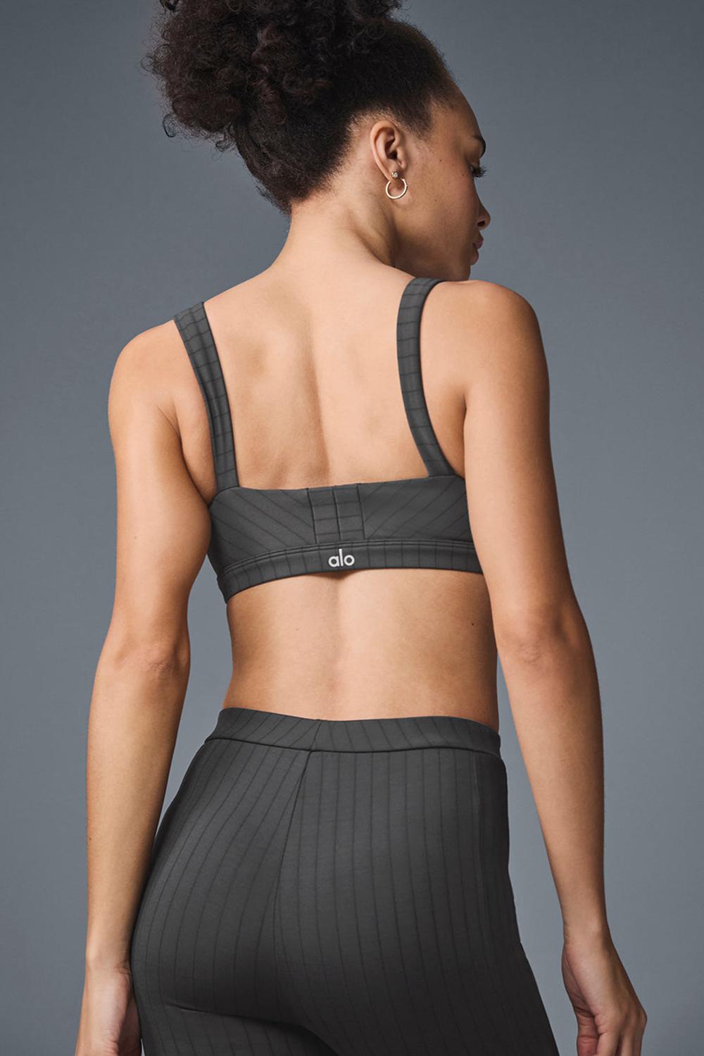 Anthracite / Black Women Alo Yoga Pinstripe Jacquard Captivate Bra | Australia  23586-YHCR