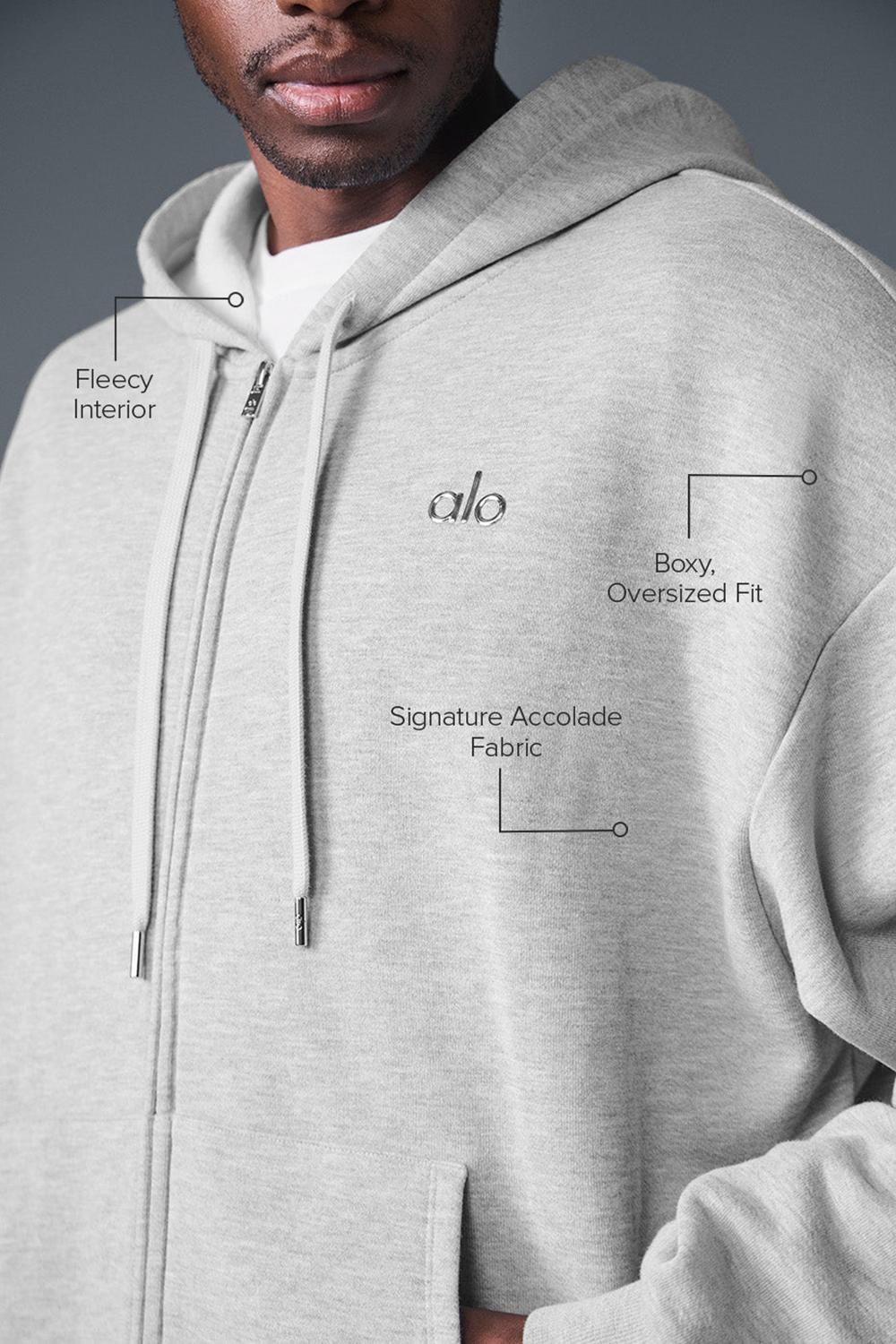 Athletic Heather Grey Men Alo Yoga Accolade Full Zip Hoodie | Australia  76194-YJZT