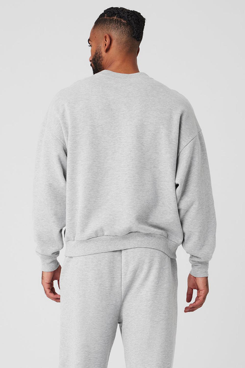 Athletic Heather Grey Men Alo Yoga Accolade Crew Neck Pullover | Australia  90238-XHSB