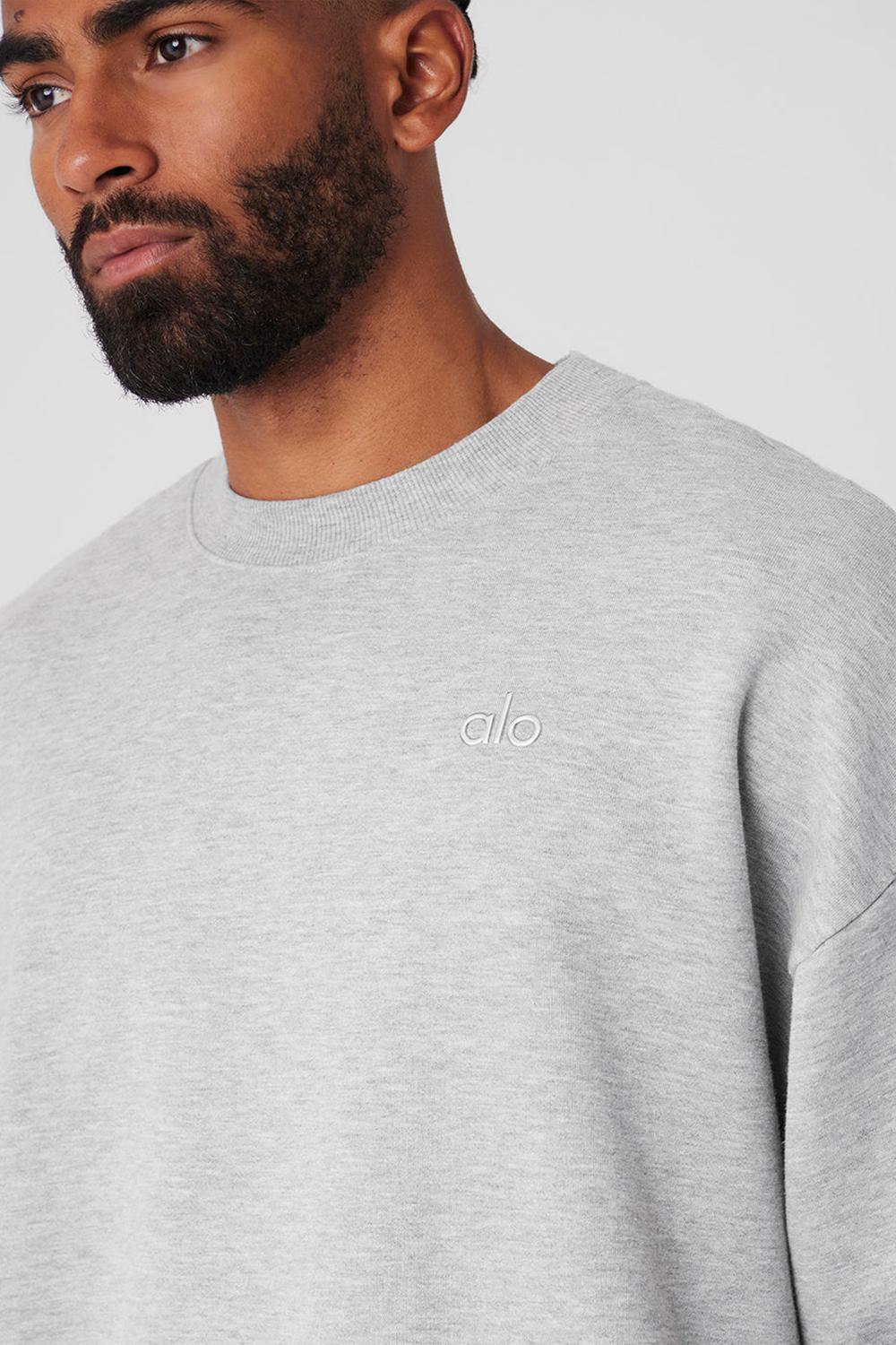 Athletic Heather Grey Men Alo Yoga Accolade Crew Neck Pullover | Australia  90238-XHSB