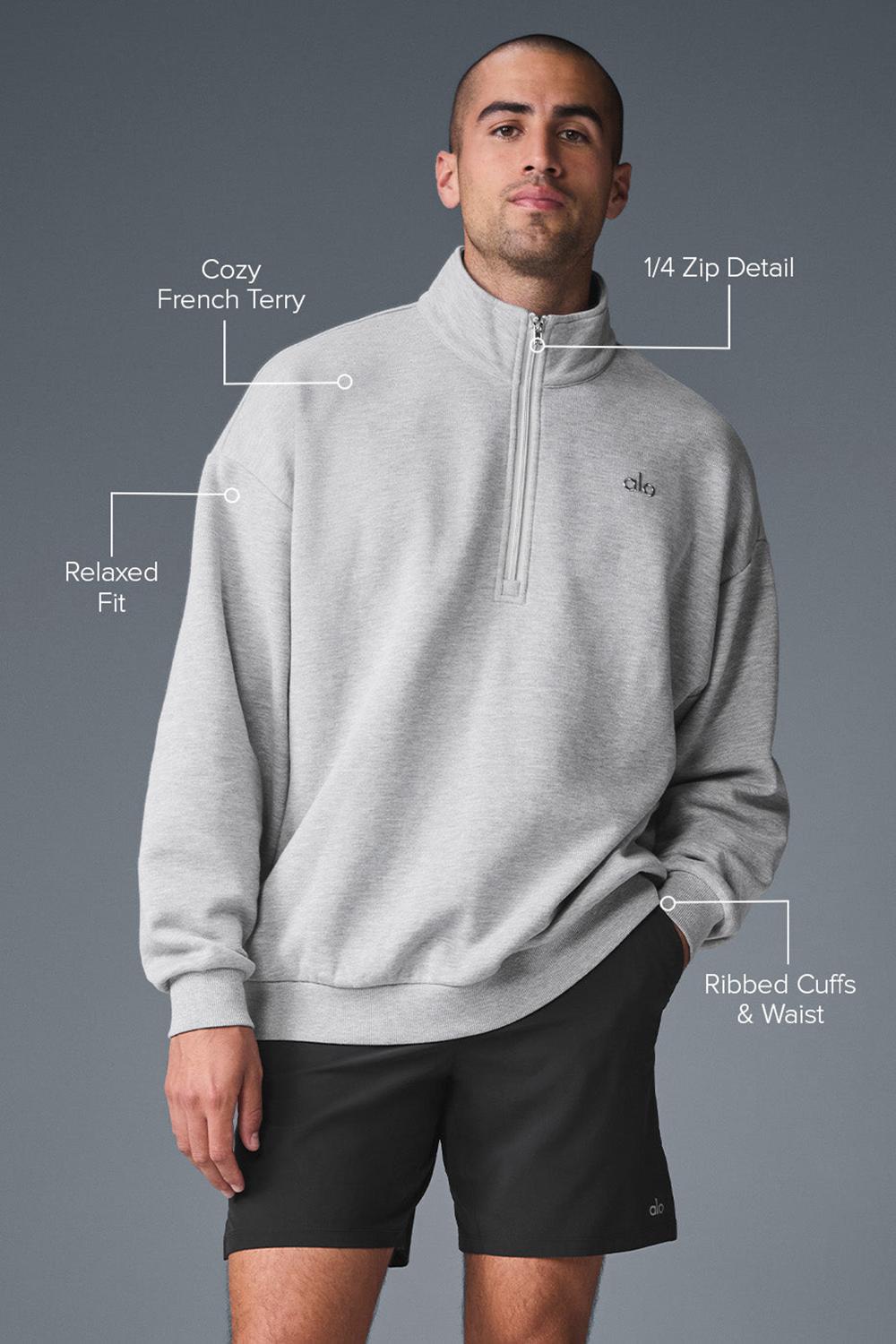Athletic Heather Grey Men Alo Yoga Accolade 1/4 Zip Pullover | Australia  20341-SQUG