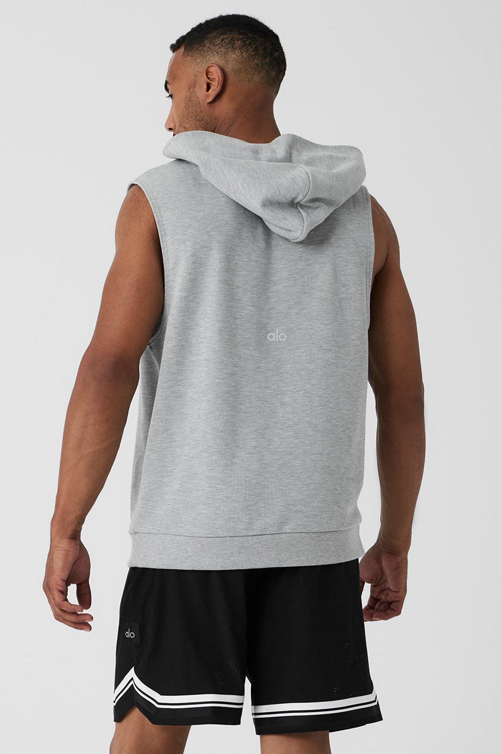 Athletic Heather Grey Men Alo Yoga Chill Sleeveless Hoodie | Australia  57980-GMNS