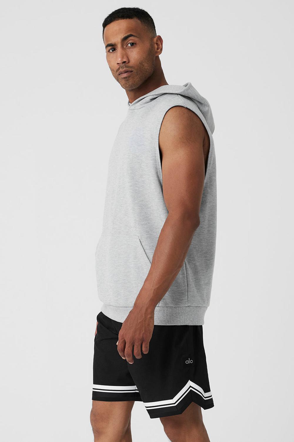 Athletic Heather Grey Men Alo Yoga Chill Sleeveless Hoodie | Australia  57980-GMNS