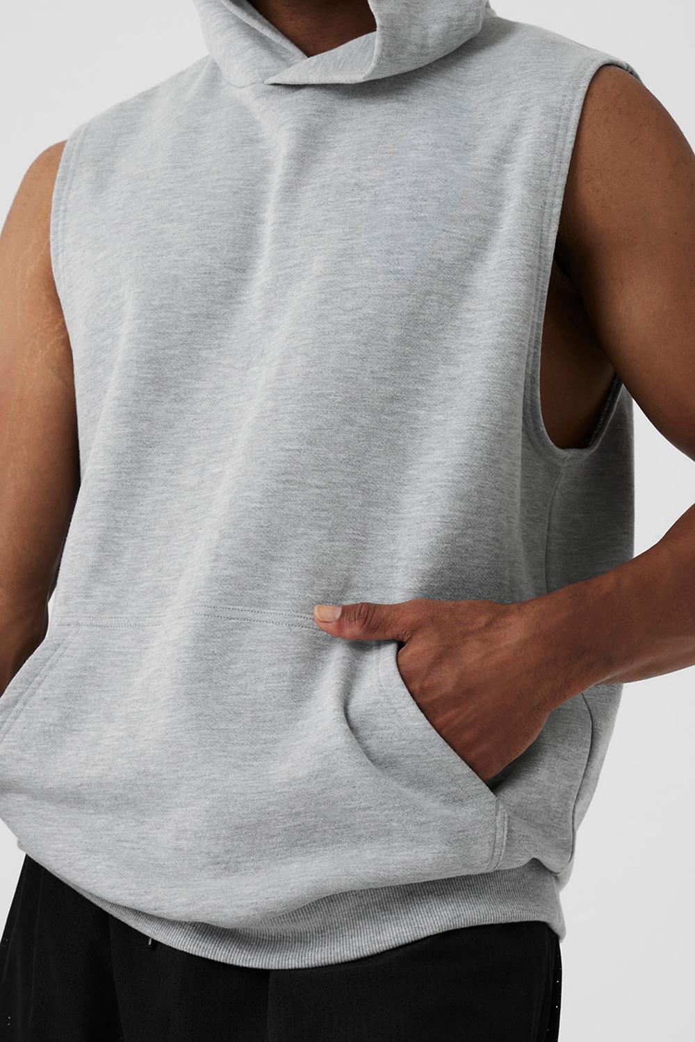Athletic Heather Grey Men Alo Yoga Chill Sleeveless Hoodie | Australia  57980-GMNS