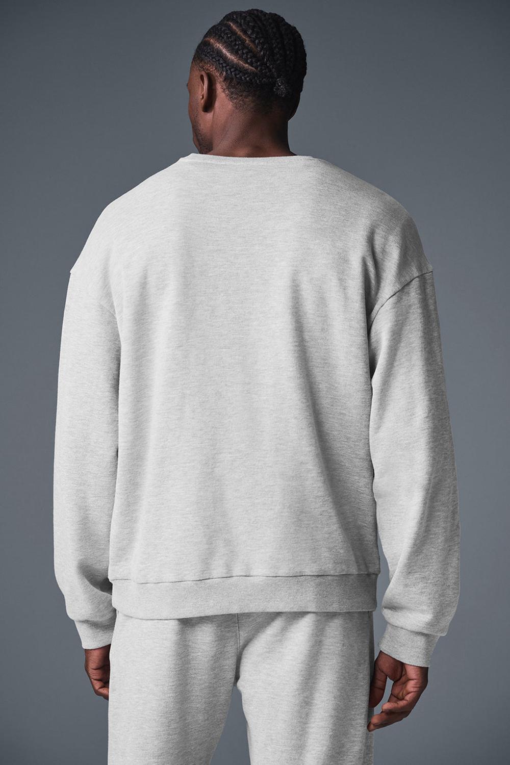 Athletic Heather Grey Men Alo Yoga Chill Crew Neck Pullover | Australia  29857-TORH