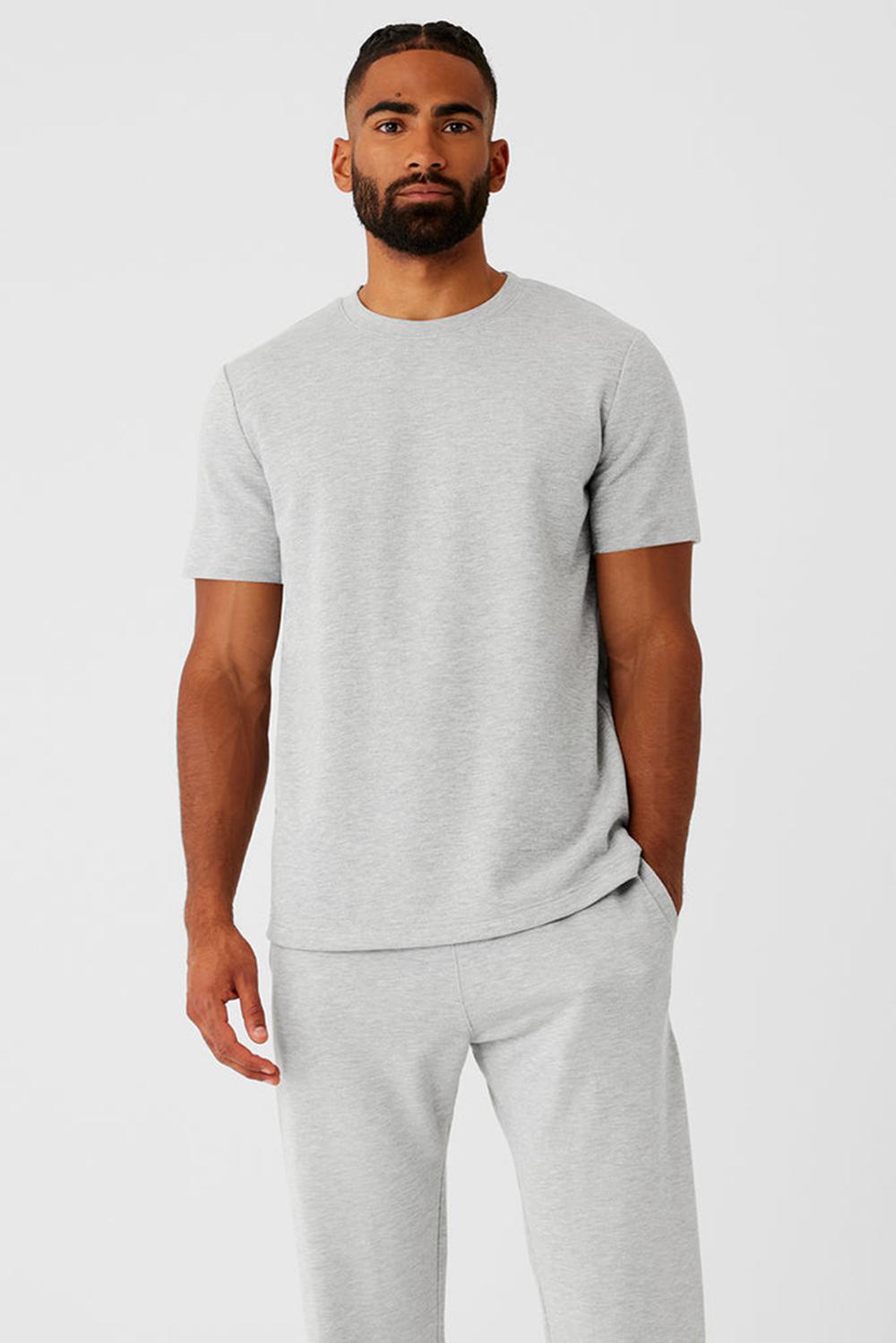 Athletic Heather Grey Men Alo Yoga Chill Short Sleeve | Australia  65820-CNYE