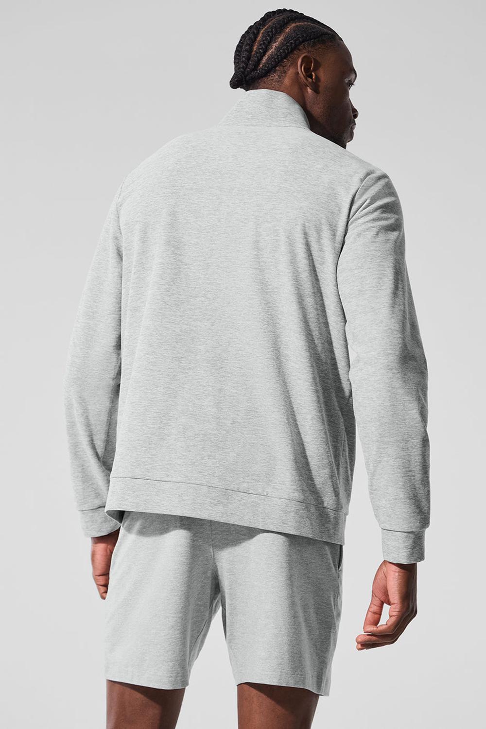 Athletic Heather Grey Men Alo Yoga Conquer Max Mock Neck Full Zip Jacket | Australia  05186-KBSD