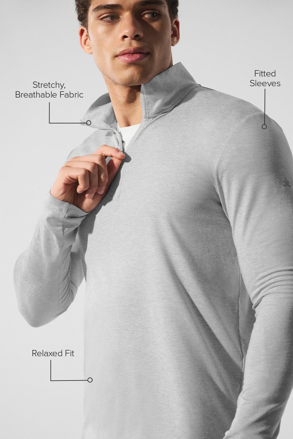 Athletic Heather Grey Men Alo Yoga Conquer 1/4 Zip Reform Long Sleeve | Australia  54081-ECLI