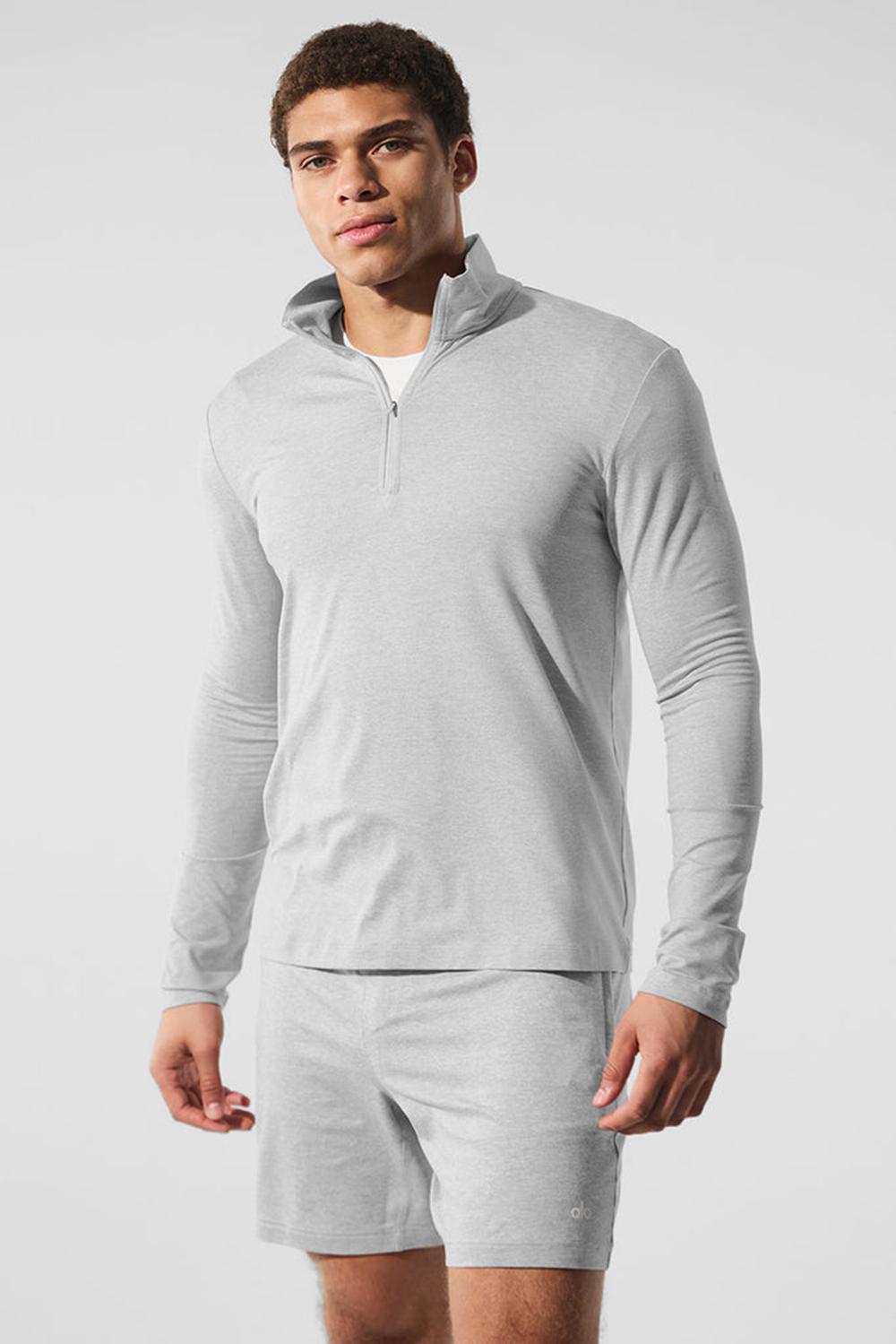 Athletic Heather Grey Men Alo Yoga Conquer 1/4 Zip Reform Long Sleeve | Australia  54081-ECLI