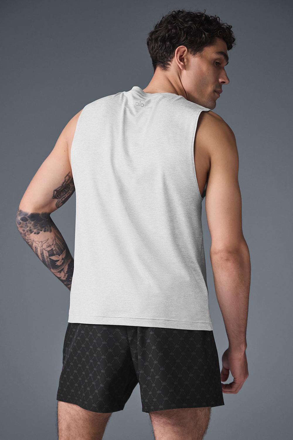 Athletic Heather Grey Men Alo Yoga Conquer Muscle Tank | Australia  42098-BZNU
