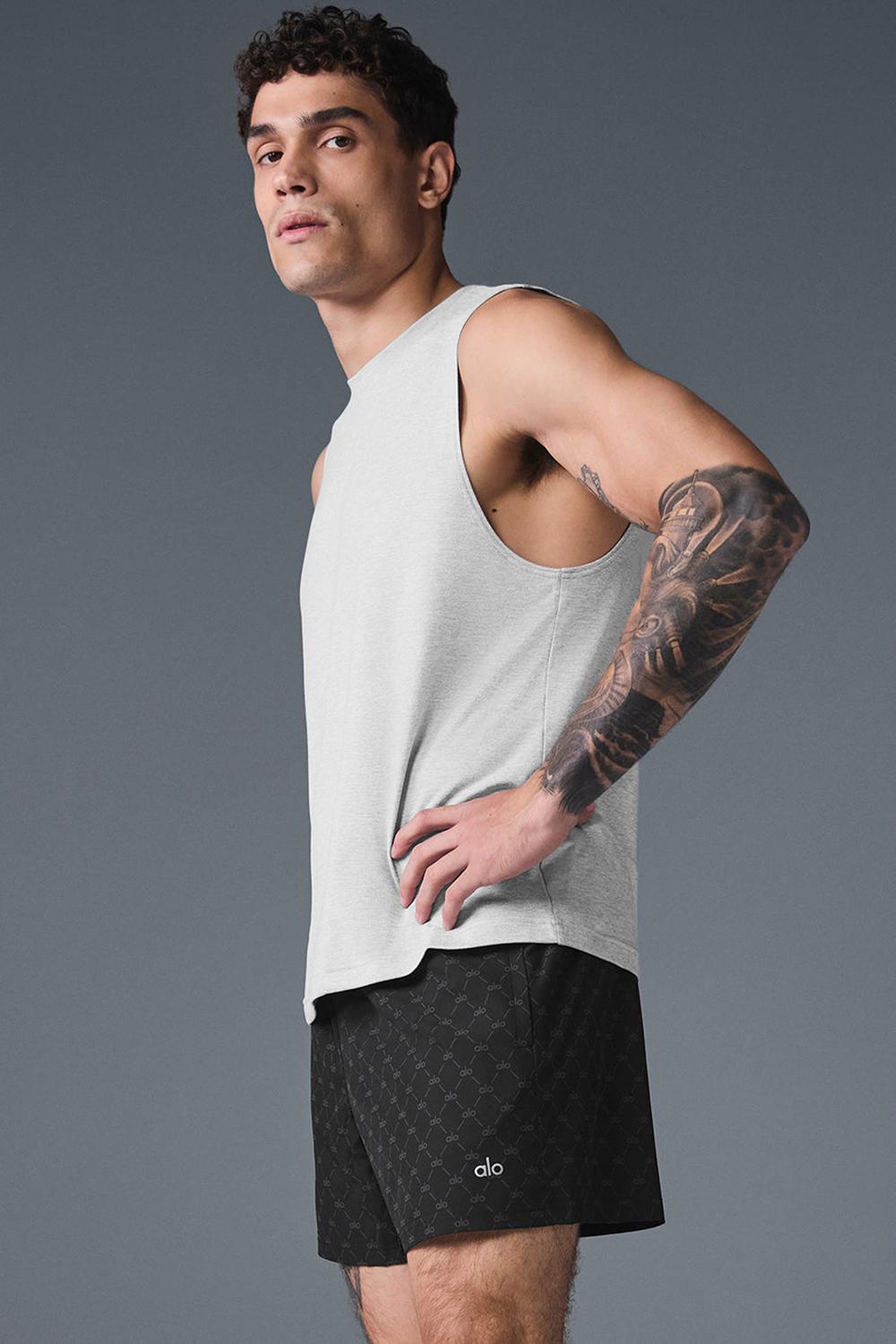 Athletic Heather Grey Men Alo Yoga Conquer Muscle Tank | Australia  42098-BZNU