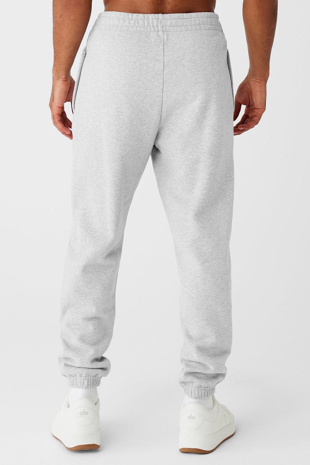 Athletic Heather Grey Men Alo Yoga Cuffed Renown Heavy Weight Sweatpant | Australia  60218-VOBK
