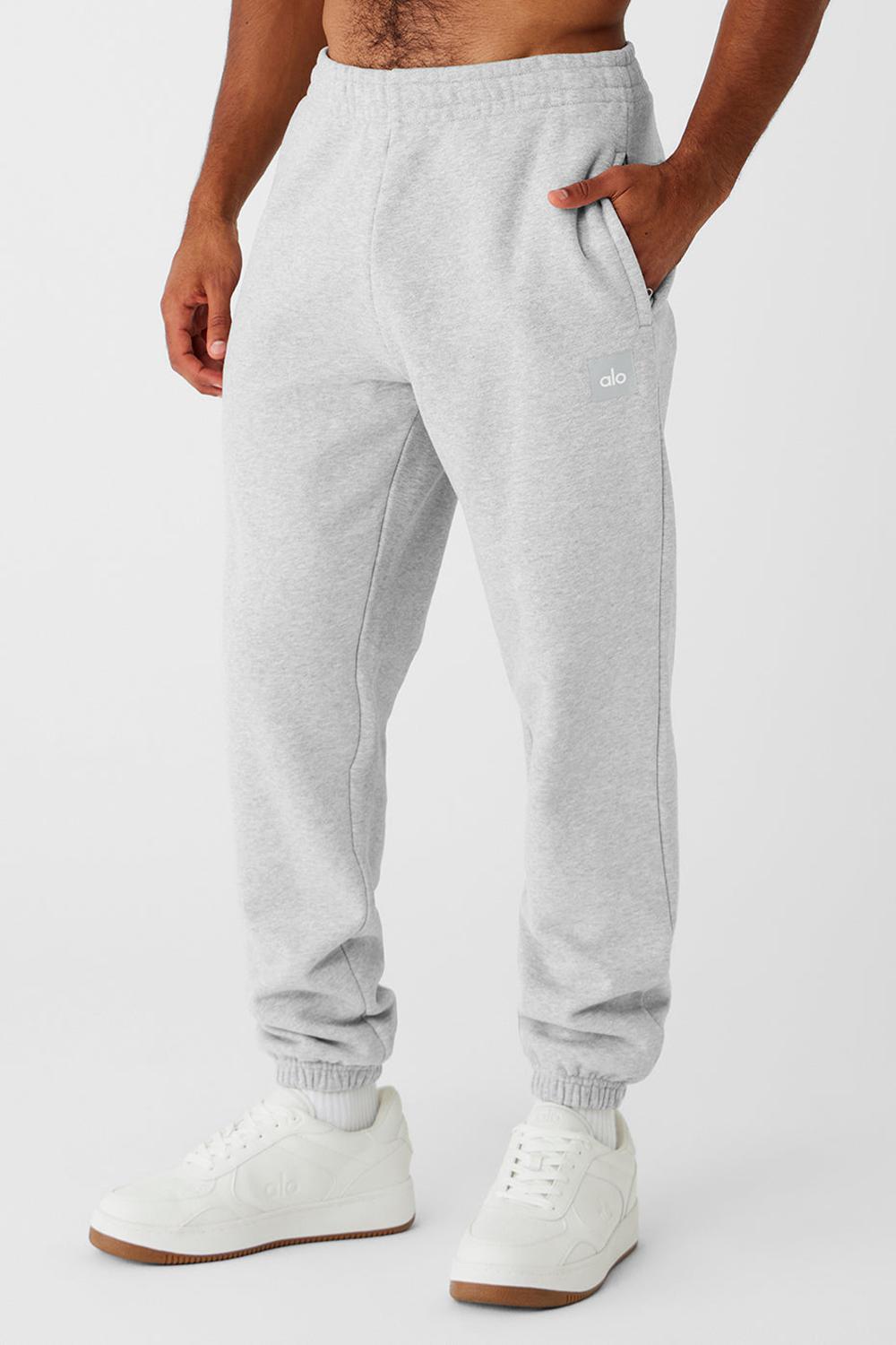 Athletic Heather Grey Men Alo Yoga Cuffed Renown Heavy Weight Sweatpant | Australia  60218-VOBK