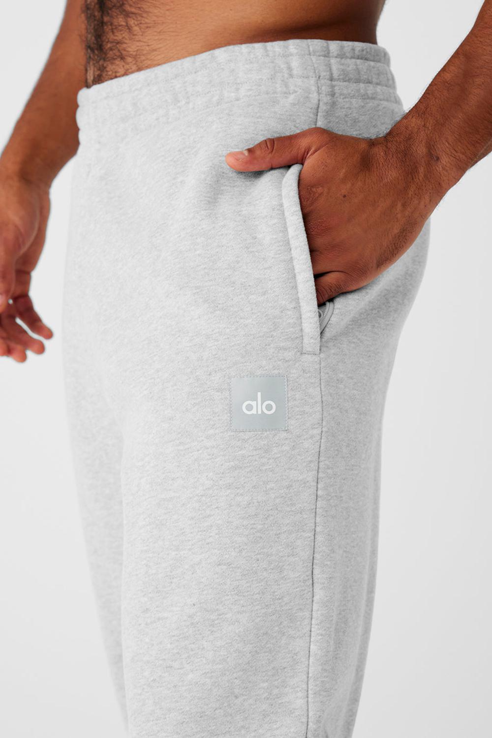 Athletic Heather Grey Men Alo Yoga Cuffed Renown Heavy Weight Sweatpant | Australia  60218-VOBK