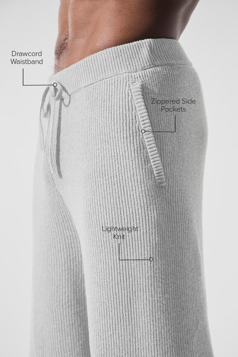 Athletic Heather Grey Men Alo Yoga Domain Rib Knit Sweatpant | Australia  69017-LUBT