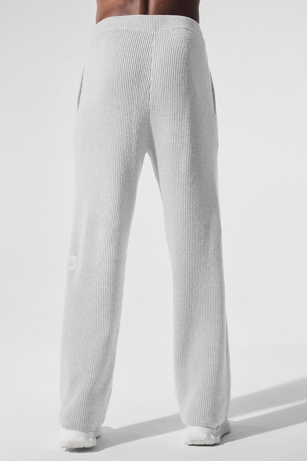Athletic Heather Grey Men Alo Yoga Domain Rib Knit Sweatpant | Australia  69017-LUBT