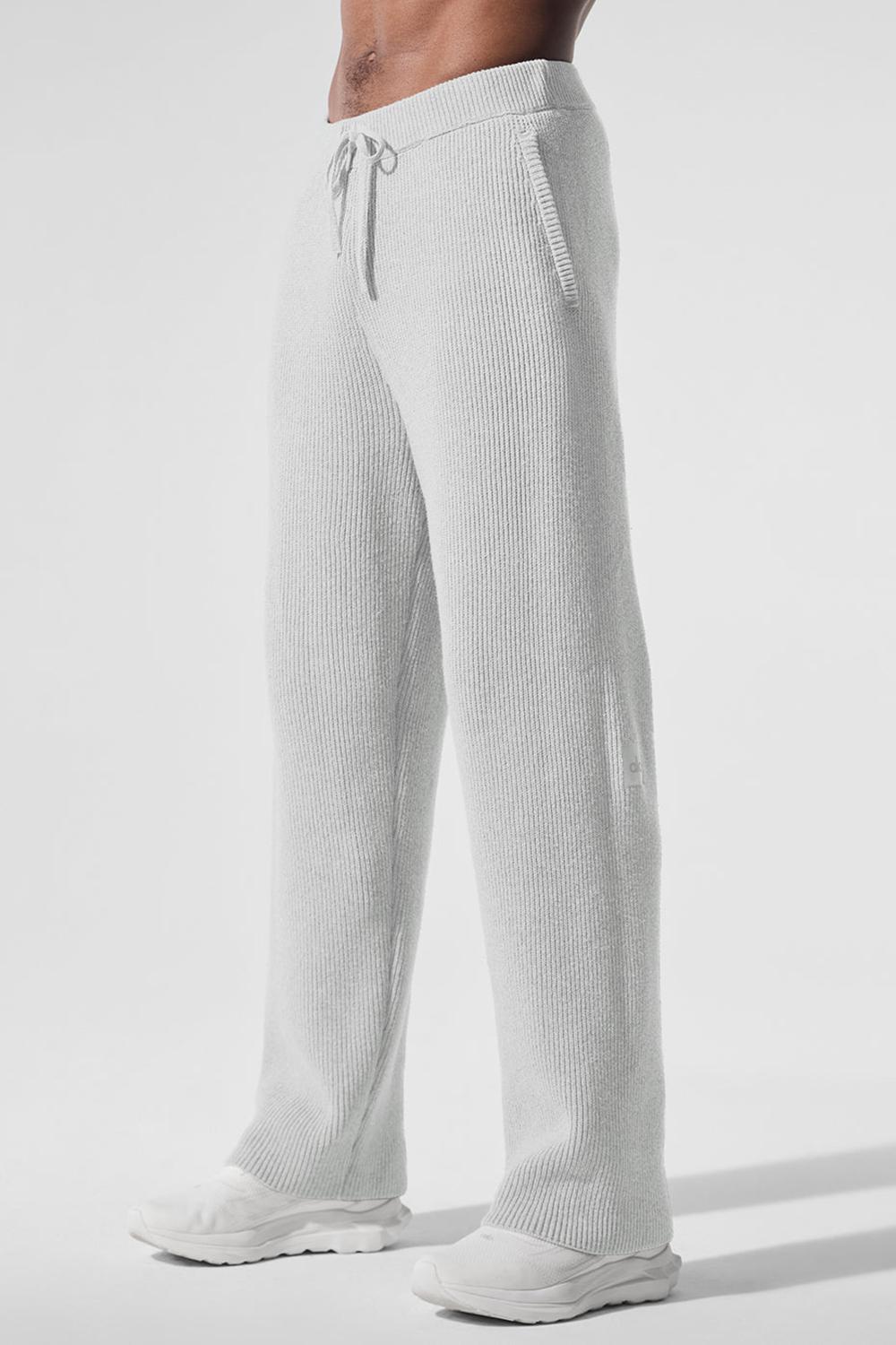 Athletic Heather Grey Men Alo Yoga Domain Rib Knit Sweatpant | Australia  69017-LUBT