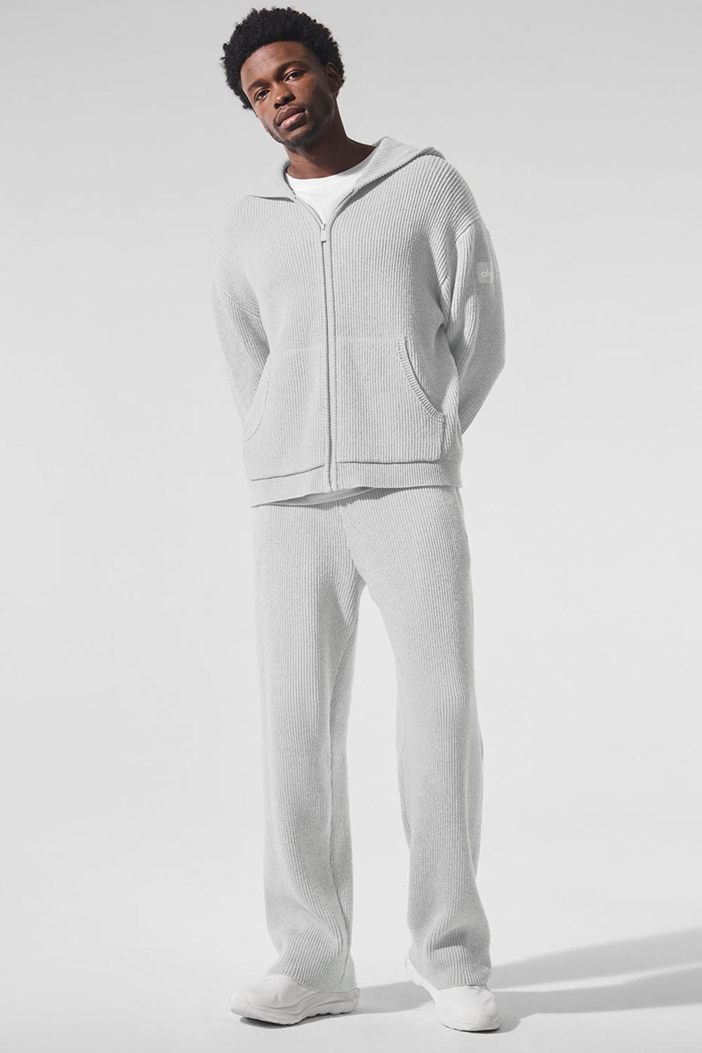 Athletic Heather Grey Men Alo Yoga Domain Rib Knit Sweatpant | Australia  69017-LUBT