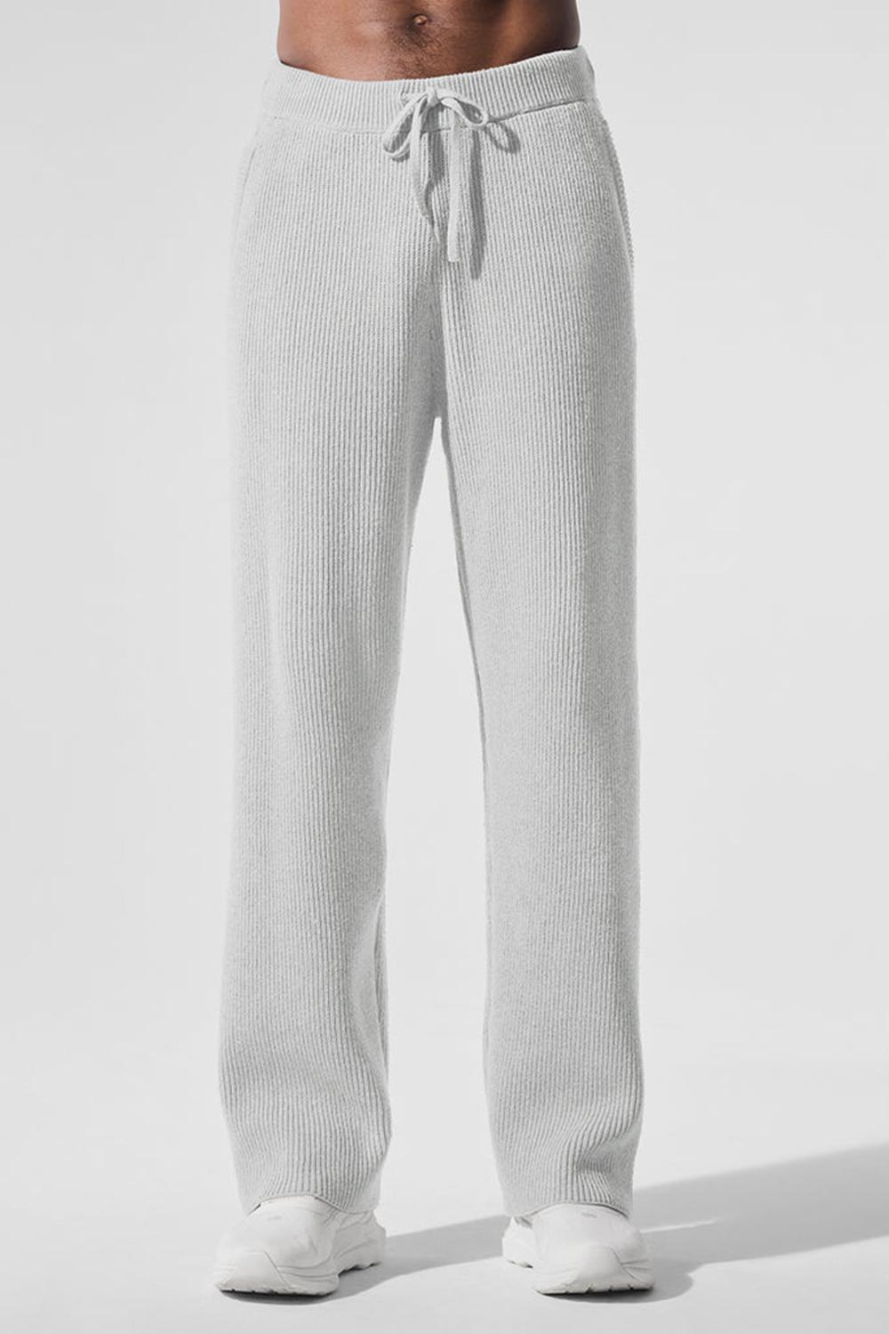 Athletic Heather Grey Men Alo Yoga Domain Rib Knit Sweatpant | Australia  69017-LUBT