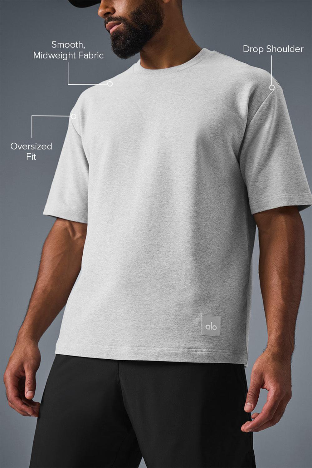 Athletic Heather Grey Men Alo Yoga Double Take Short Sleeve | Australia  35841-EXTR
