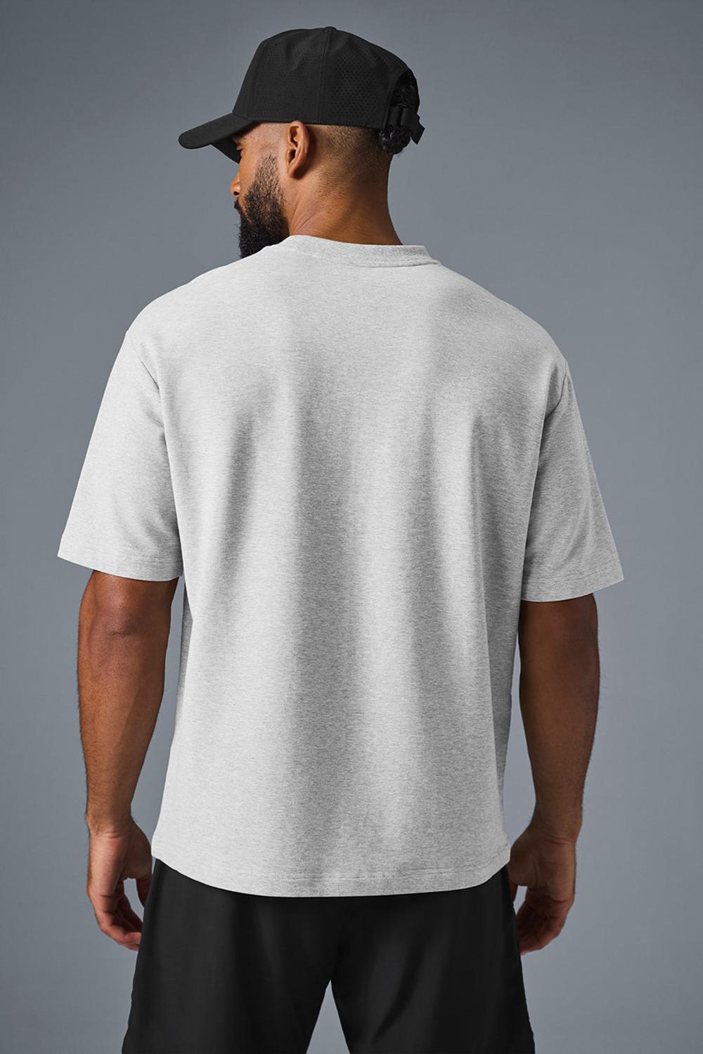 Athletic Heather Grey Men Alo Yoga Double Take Short Sleeve | Australia  35841-EXTR