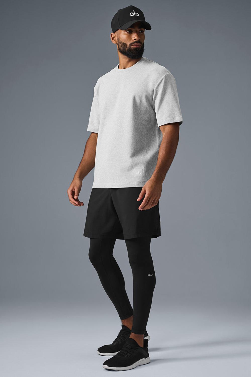 Athletic Heather Grey Men Alo Yoga Double Take Short Sleeve | Australia  35841-EXTR