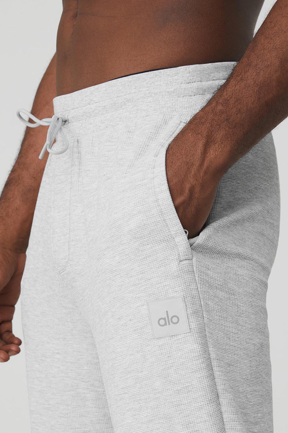 Athletic Heather Grey Men Alo Yoga Micro Waffle Fast Break Sweatpant | Australia  08319-ELGP