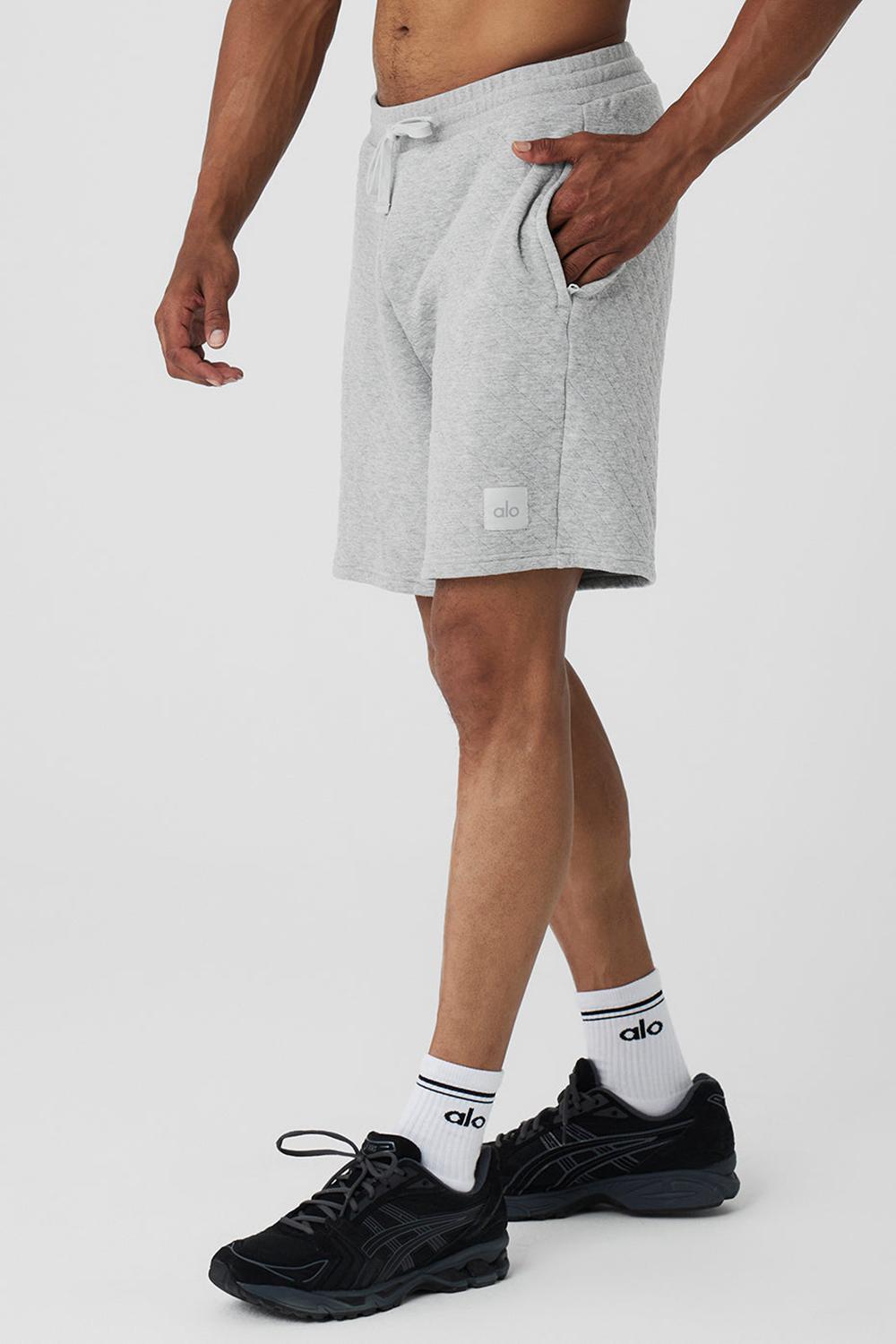 Athletic Heather Grey Men Alo Yoga Quilted Stadium Short | Australia  81493-WMID