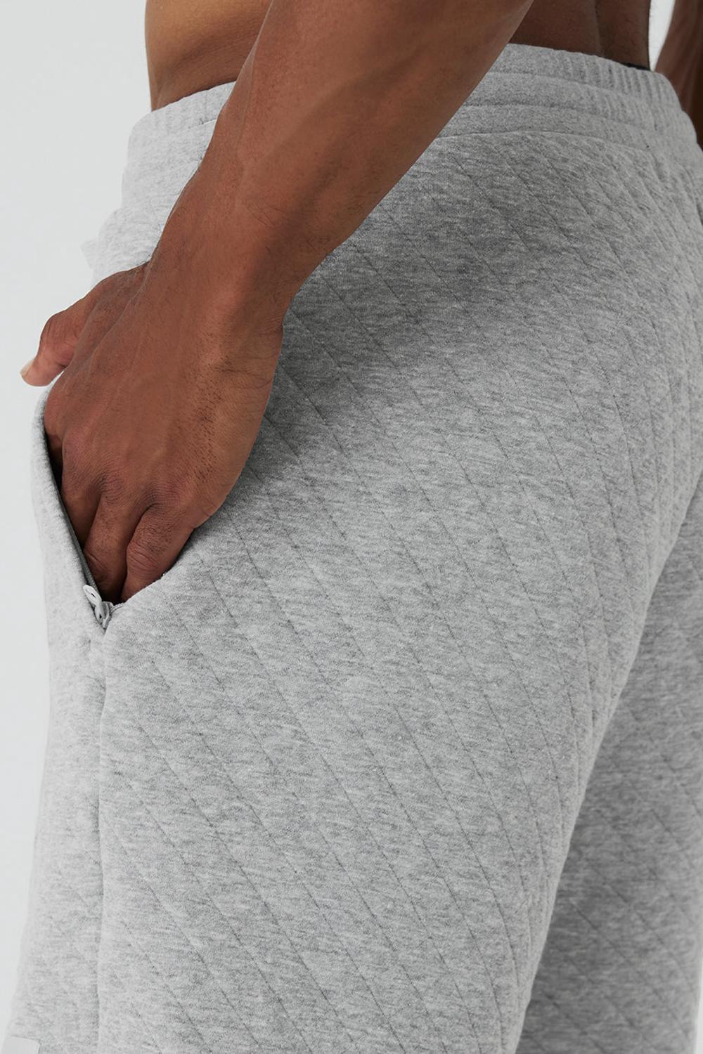 Athletic Heather Grey Men Alo Yoga Quilted Stadium Short | Australia  81493-WMID