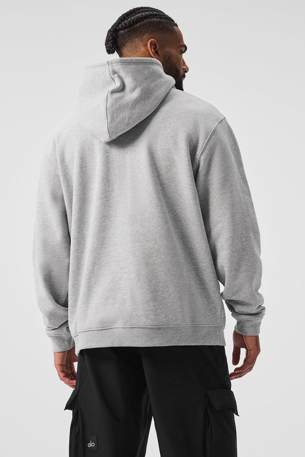 Athletic Heather Grey Men Alo Yoga Renown Heavy Weight Hoodie | Australia  41897-XUMQ