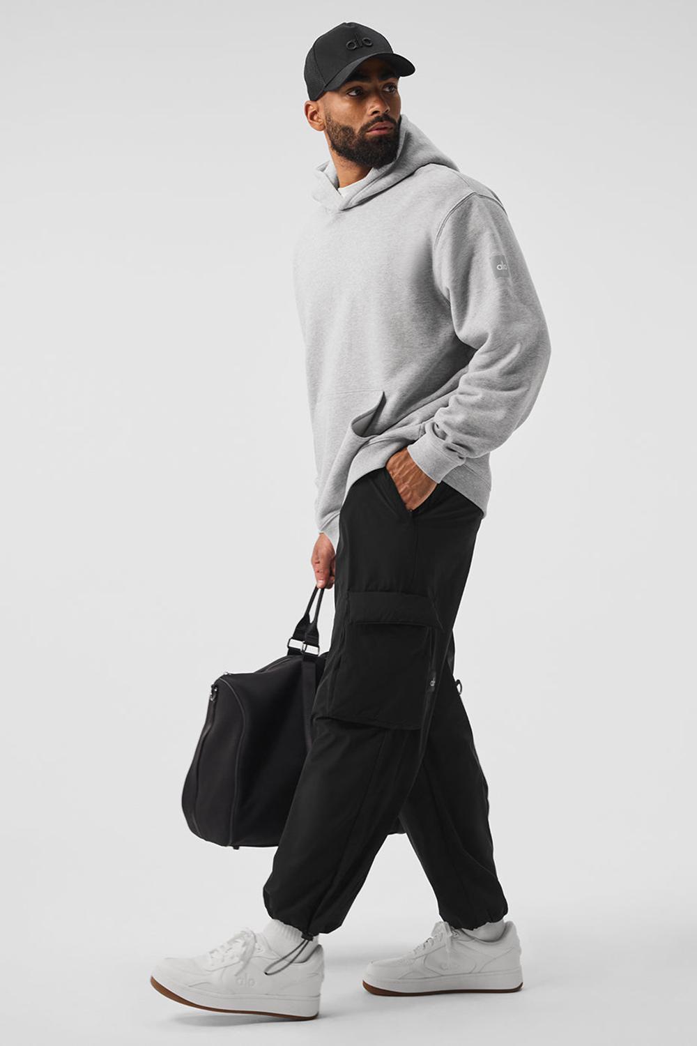 Athletic Heather Grey Men Alo Yoga Renown Heavy Weight Hoodie | Australia  41897-XUMQ