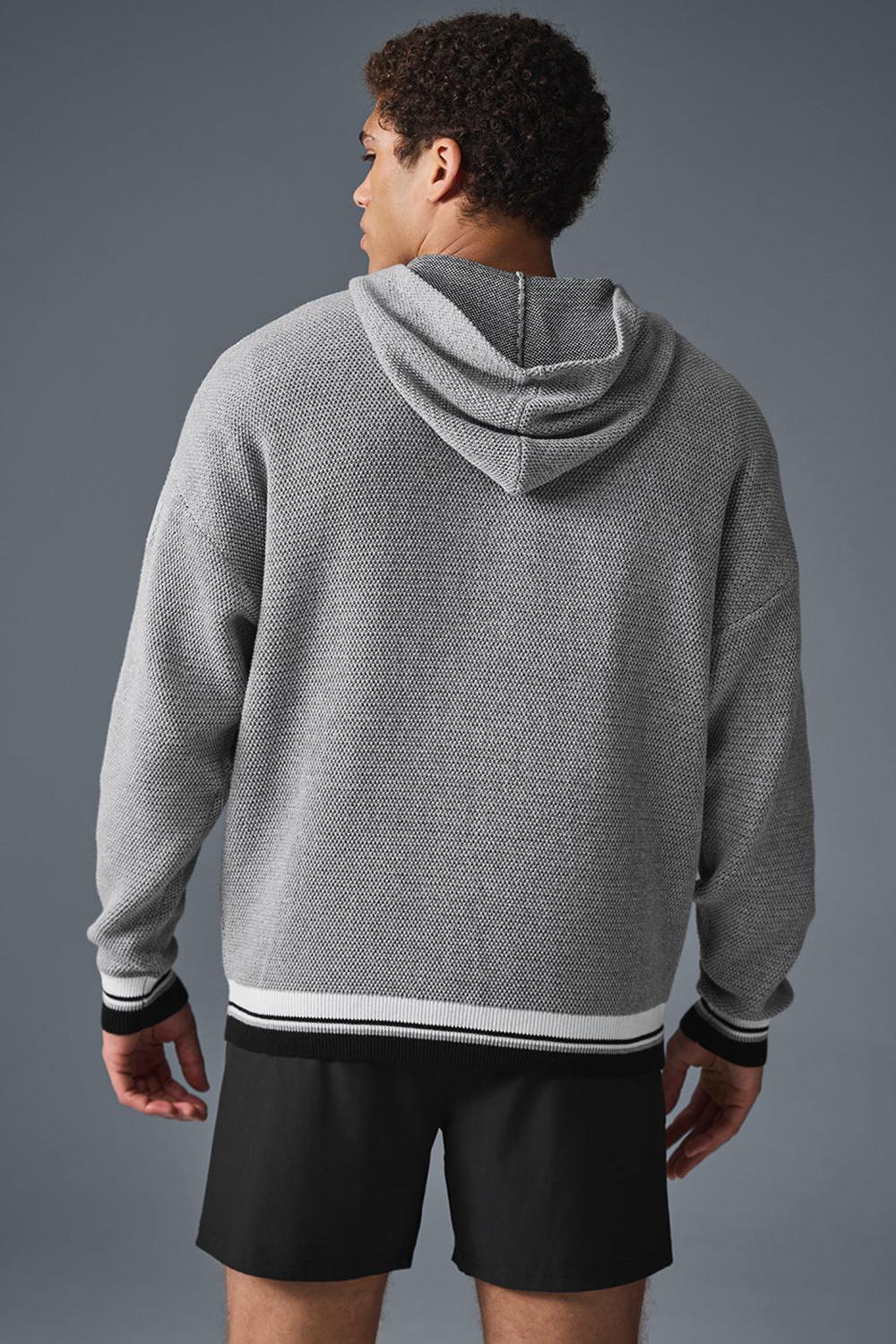 Athletic Heather Grey Men Alo Yoga Sports Club Knit Hoodie | Australia  26971-CJQE