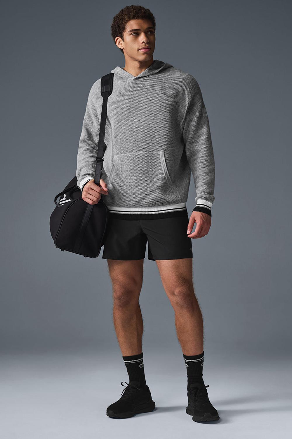 Athletic Heather Grey Men Alo Yoga Sports Club Knit Hoodie | Australia  26971-CJQE