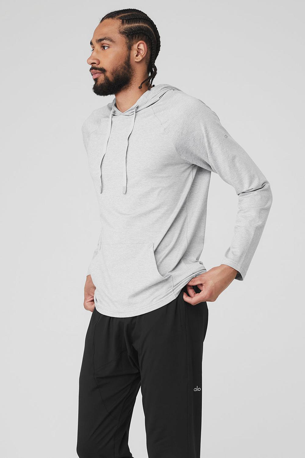Athletic Heather Grey Men Alo Yoga The Conquer Hoodie | Australia  93528-OKAU