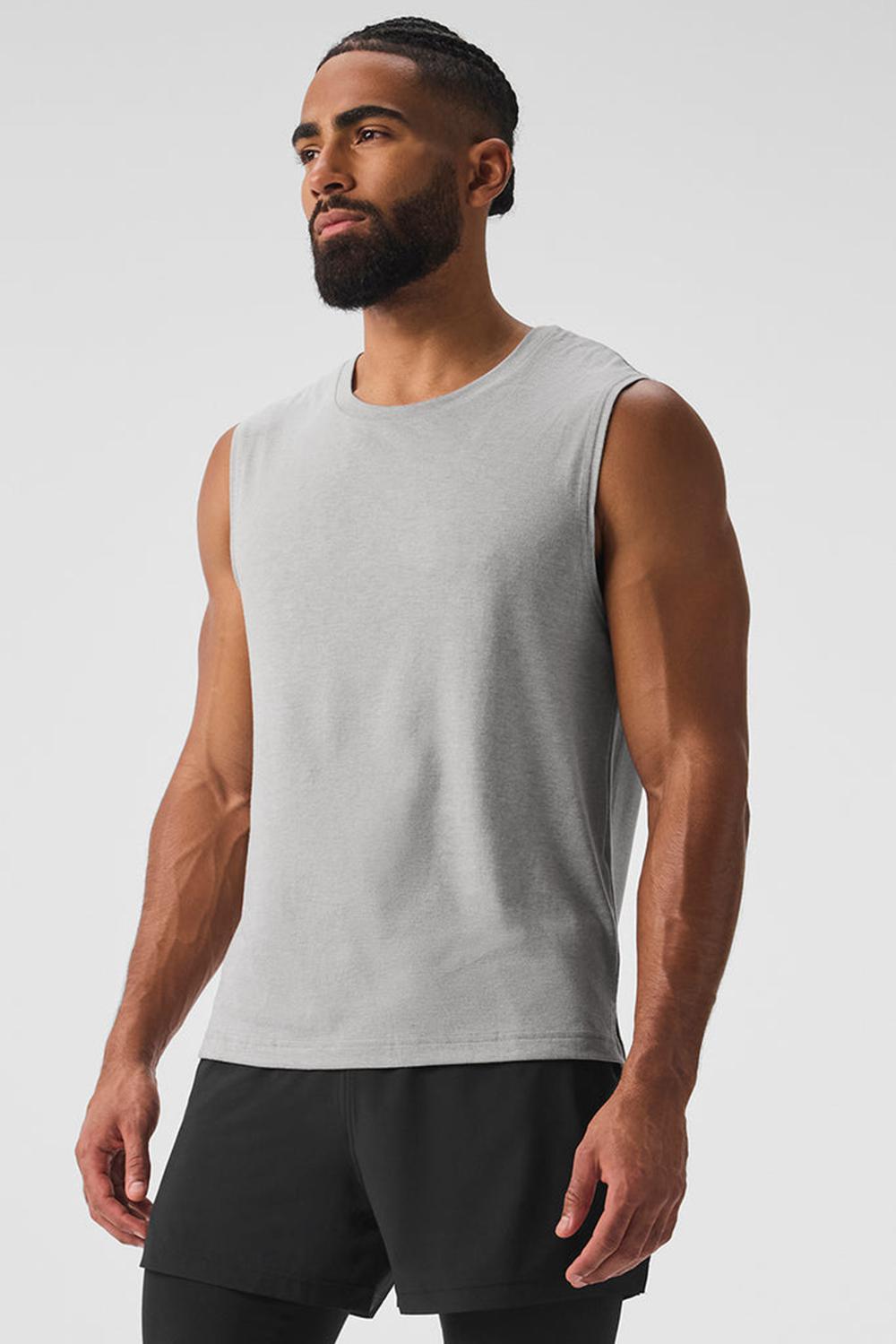 Athletic Heather Grey Men Alo Yoga The Triumph Muscle Tank | Australia  80956-DOPU