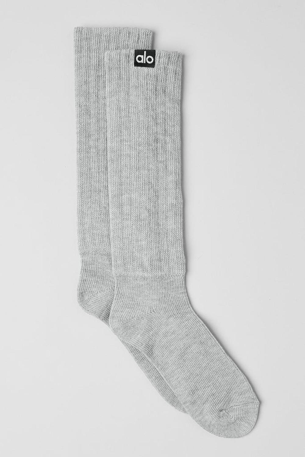 Athletic Heather Grey Men Alo Yoga Unisex Scrunch Sock | Australia  98347-GUMA