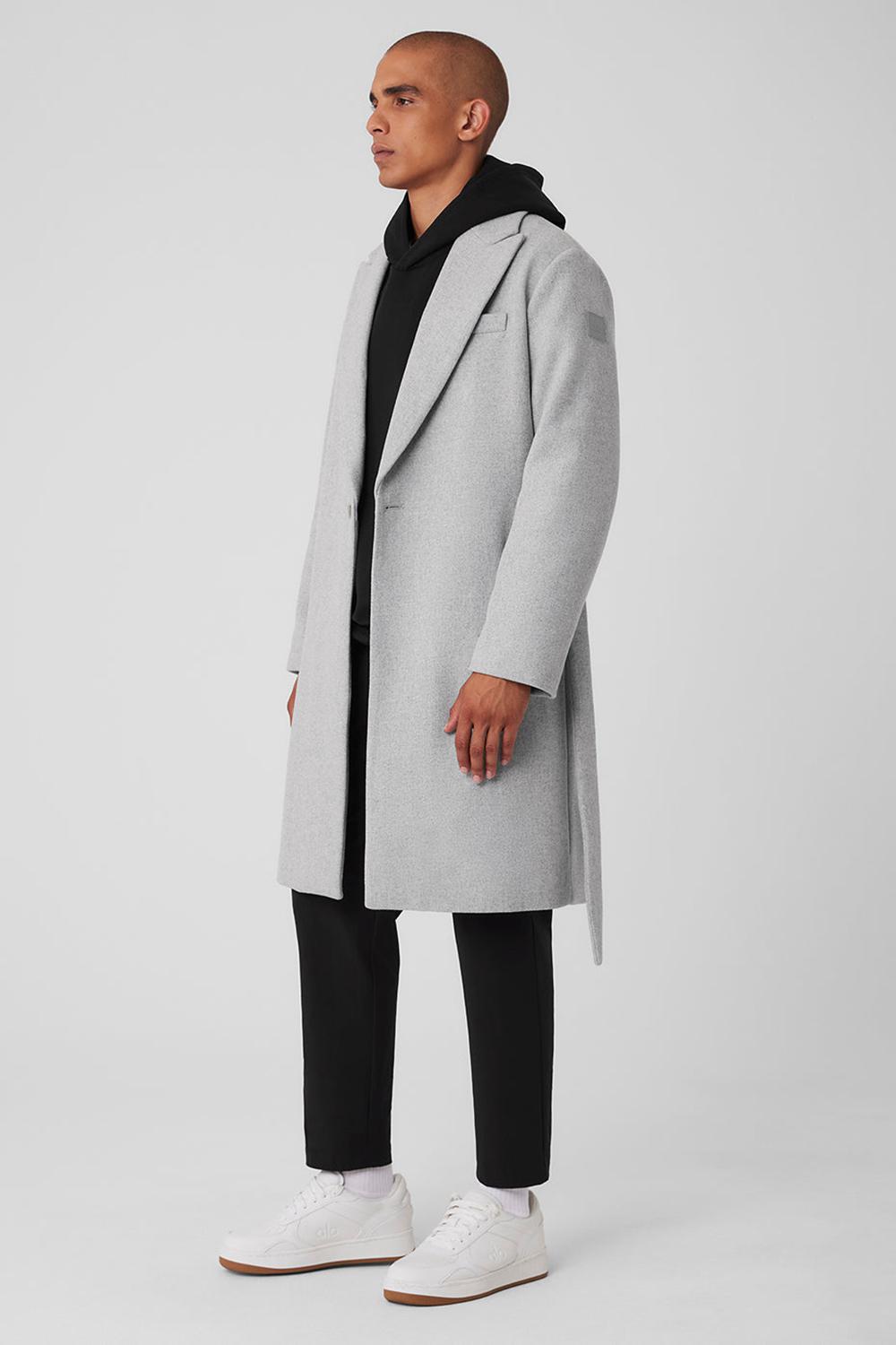 Athletic Heather Grey Men Alo Yoga Wool Gameday Overcoat | Australia  03197-GWTA
