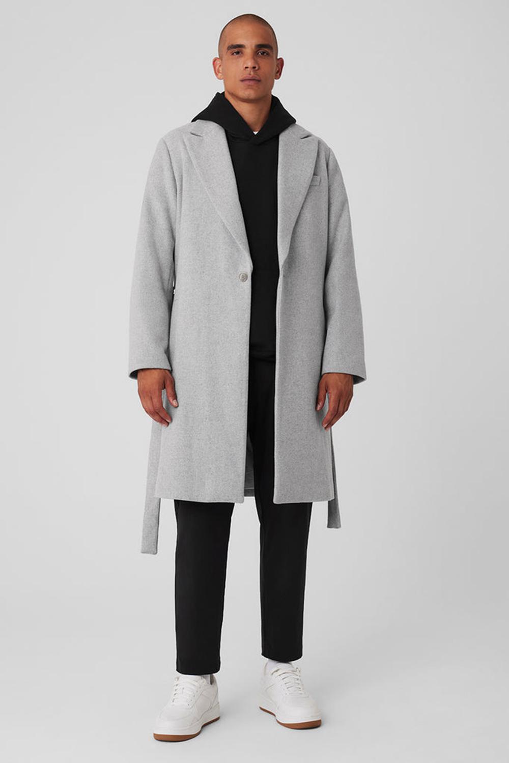 Athletic Heather Grey Men Alo Yoga Wool Gameday Overcoat | Australia  03197-GWTA